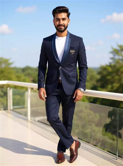 Navy Blue Imported Polyester Terylene Solid Blazer – South India ...