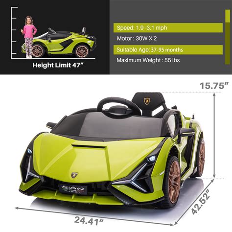 Buy TOBBI 12V Kids Ride on Car Licensed Lamborghini Sian Battery ...