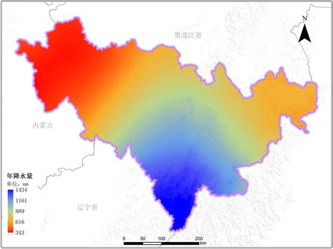 吉林省年降雨量空间分布数据产品-气象气候类数据产品-地理国情监测云平台