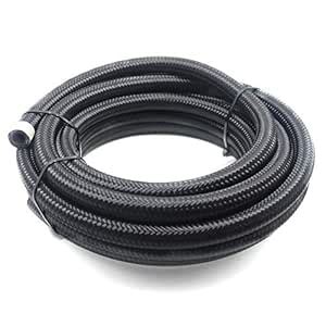 4AN 10Ft Universal Braided Oil Fuel Line Hose Stainless Steel Nylon for ...