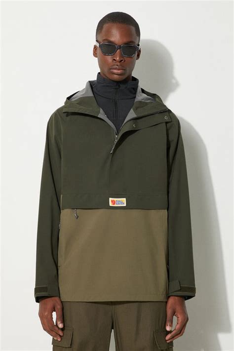 Fjallraven rain jacket Vardag Hydratic Anorak men's green color at PRM US