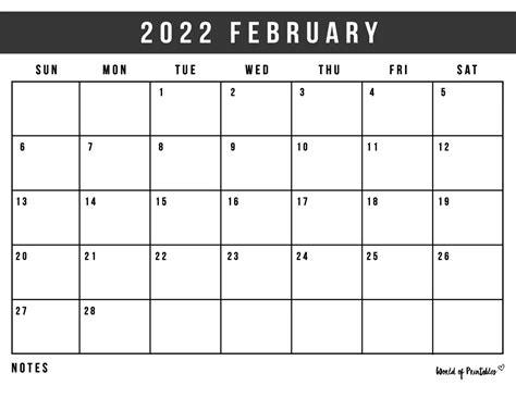 Free printable february 2022 calendars – Artofit