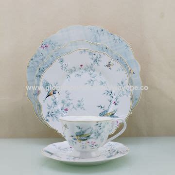 China 30-piece bone China round shape dinner set purple flower net ...