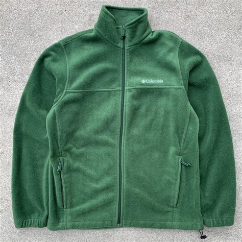 Columbia fleece zip up jacket green SO SOFT and... - Depop