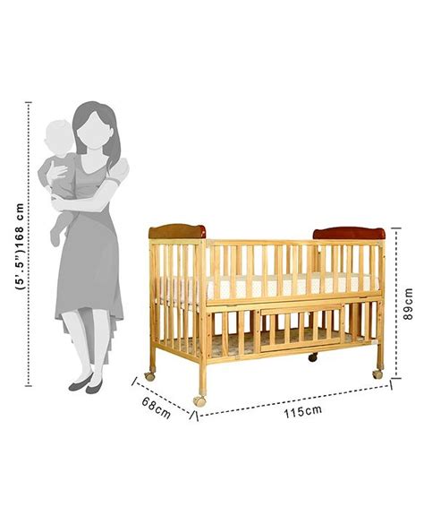 Babyhug Hamilton Wooden Cot with Mosquito Net & Storage Space - Natural ...
