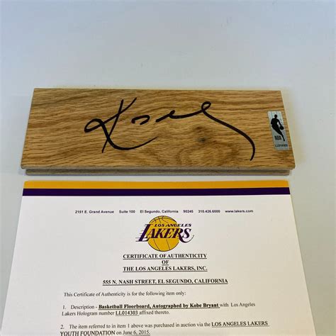 Kobe Bryant Signed Basketball Floorboard With Los Angeles Lakers COA ...