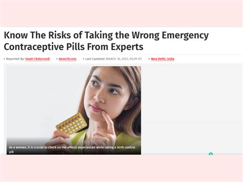 Know The Risks of Taking the Wrong Emergency Contraceptive Pills From ...