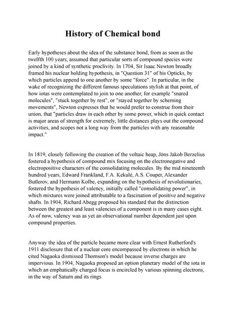History of Chemical bond - History of Chemical bond Early hypotheses ...