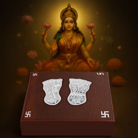 Shop 92.5 Silver Laxmi Charan Paduka Online for Diwali – Unniyarcha