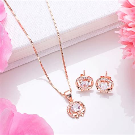Buy Rose Radiance Rose Gold-Plated Silver Jewelry Set – Zavya