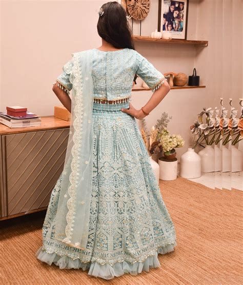 Fayon Kids Thread Lehenga Choli (Aqua) | Order Now – FayonKids