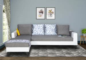 ADORN INDIA Ashley Leatherette L shape 5 seater sofa set Digital Print ...