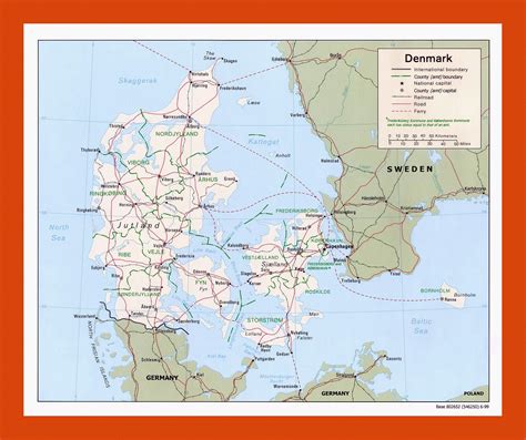 Political and administrative map of Denmark - 1999 | Maps of Denmark | Maps of Europe | GIF map ... - political map of denmark europe