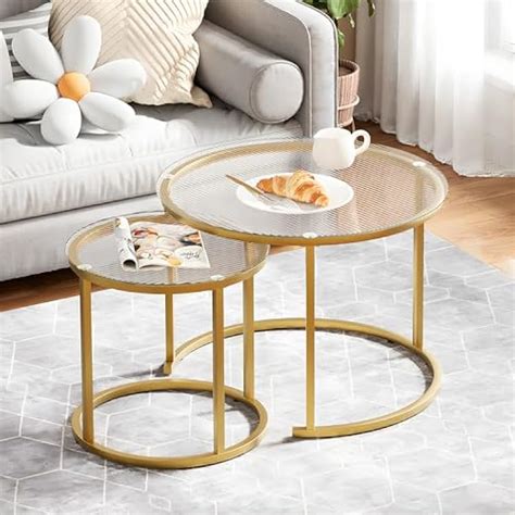 aboxoo Nesting Coffee Table Set of 2, Small Round India | Ubuy