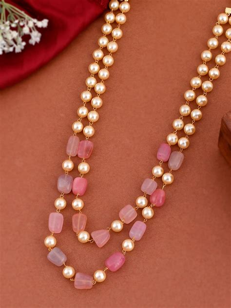 Buy Pearl Layered Necklace With Pink Beads - Necklaces for Women Online ...