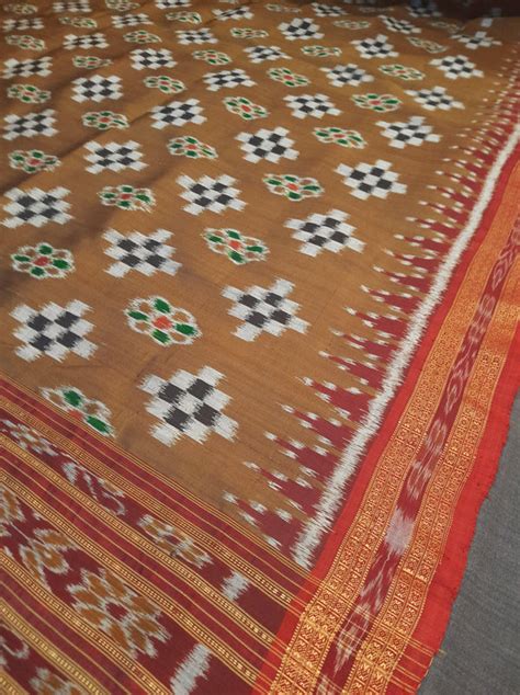 Mustard Pasapalli motif Odisha Khandua Pata Silk Saree - Crafts Collection