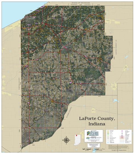 LaPorte County Indiana 2021 Aerial Wall Map | Mapping Solutions
