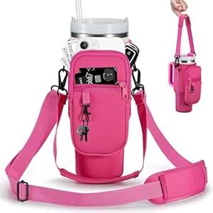 BULKITEM 30oz Water Bottle Carrier Bag with Phone Pocket for Pink ...