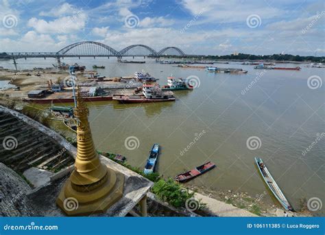 Irrawaddy River View from Shwe-kyet-kya Pagoda. Mandalay. Myanmar Stock ...