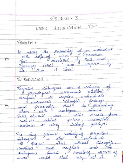 Word association test - PROBLEM: Test wORD senlenies Rosamoff, L1910 ...