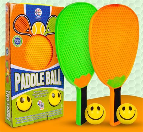 Ratna's Paddle Ball Classic Outdoor Game with 2 Racquets & 2 Soft Balls ...