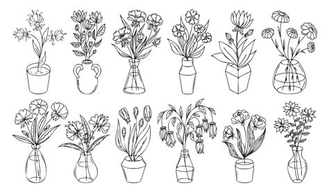 Step By Step Drawing Flowers In A Vase