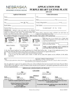 2019-2025 Form NE DMV Application for Purple Heart License Plate Fill ...