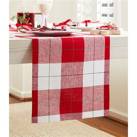 Madras Plaid Runner Solino Home Linen Table Runner 72 Inches Long - 100 ...