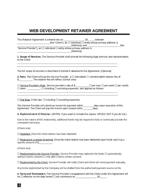 Web Development Retainer Agreement Doc Template | pdfFiller