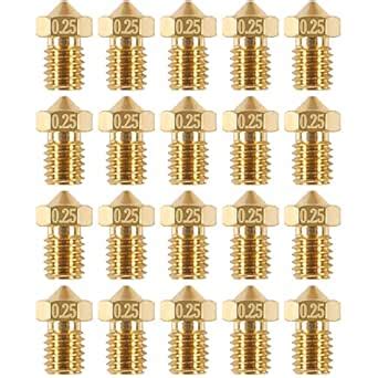 AITIAO 20 Pcs 0.25mm Extruder Nozzles 3D Printer Brass Nozzles V5 V6 0 ...