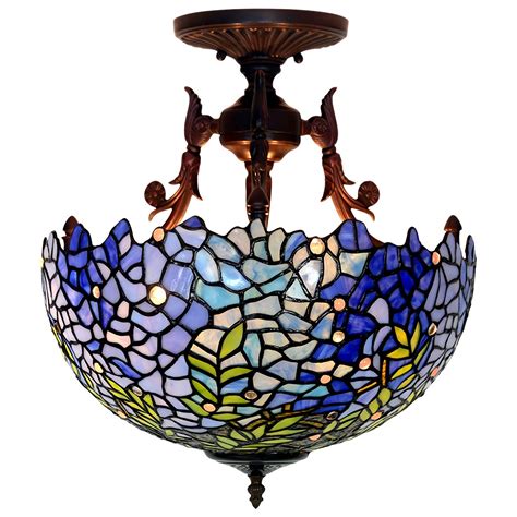 Buy Tiffany Style Ceiling Pendant Light Fixture, 16-Inch Stained Glass ...