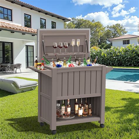 ONBRILL 120 Quart Large Patio Rolling Cooler Cart with 304 Stainless ...