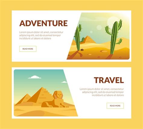 Travel adventure horizontal banners set summer holidays vector ...
