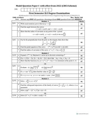 21MAT31-model-question-paper-1 - Model Question Paper-I with effect ...