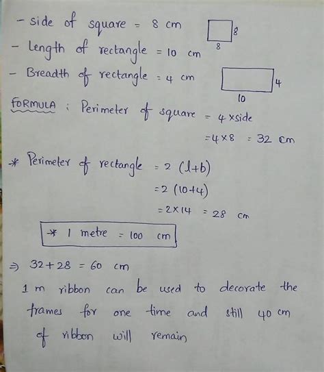 Mehul has a two photo frame one is a square shaped with a side of 8 ...