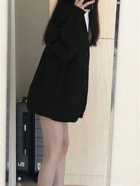 Cardigan Oversized de Ombro Caído Sólido, Blusas de Manga Longa | SHEIN ...