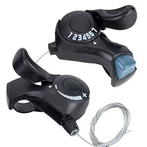 Bicycle Gear Shifter Set, 21-Speed (7x3), Mini Design with Cable, Black ...