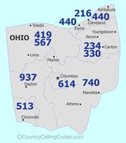 Image result for Ohio Area Code Map