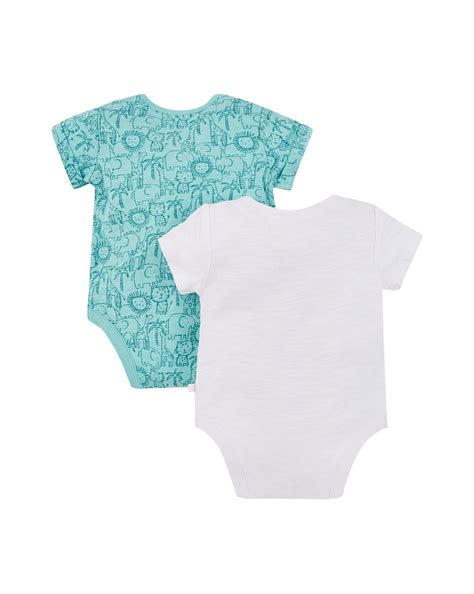 Buy Boys Half Sleeves Animal Print Bodysuit - Pack Of 2 - Multicolor ...