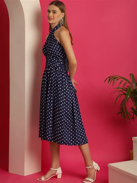Blue Polka Printed Dress