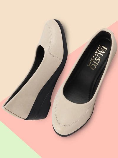 Shop Women's Cream Formal Platform Heel Ballerina Shoes Online