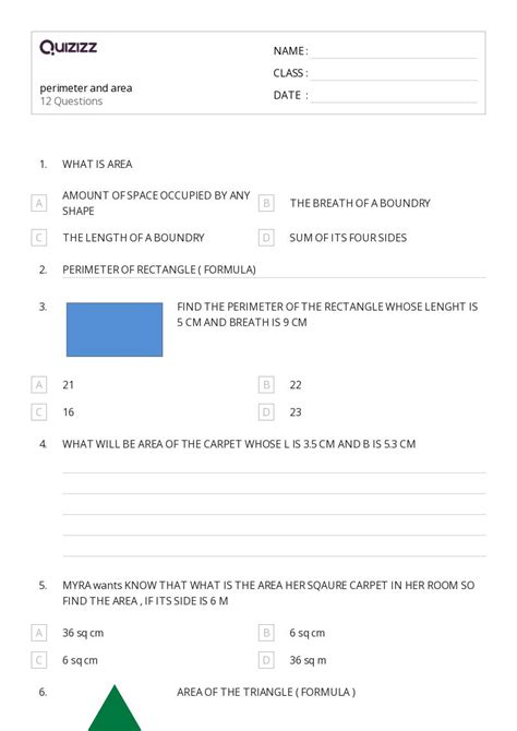 50+ Area worksheets for 5th Class on Quizizz | Free & Printable