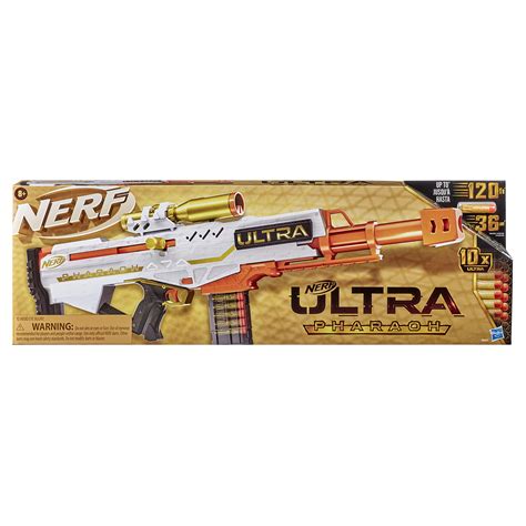 NERF Ultra Pharaoh Blaster with Premium Gold Accents, 10-Dart Clip, 10 ...