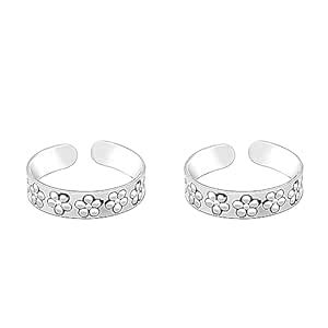GIVA 925 Silver Engraved Flower Toe Rings| Toe Rings for Women and ...