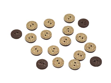 Light Brown Geometric Design 2 Hole Coconut Buttons
