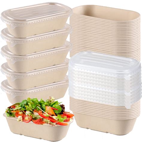 Amazon.com: Cezoyx 50 Pack Compostable Take Out Food Containers with ...
