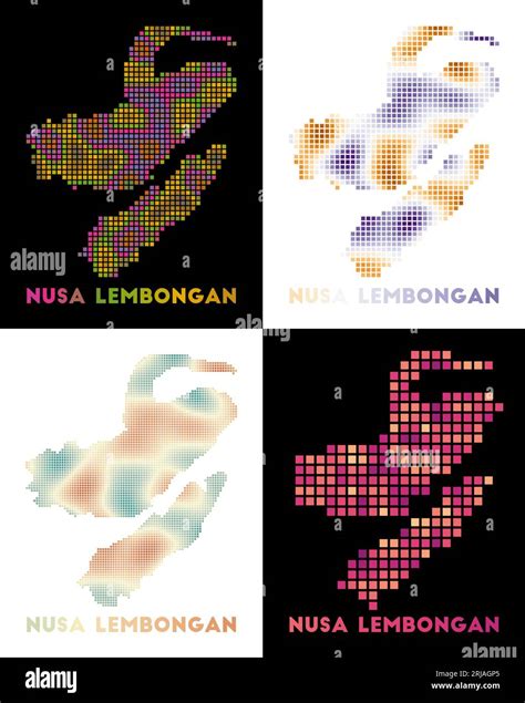 Nusa Lembongan map. Collection of map of Nusa Lembongan in dotted style. Borders of the island ...