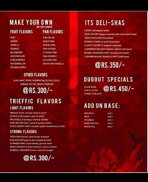 Menu at The Dugout, Kolkata, 31 Sarat Bose Road Sreepally