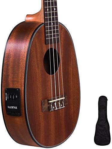Kadence Ukulele Concert Size 24” Sapele Wood Ukelele, Pineapple/Oval ...