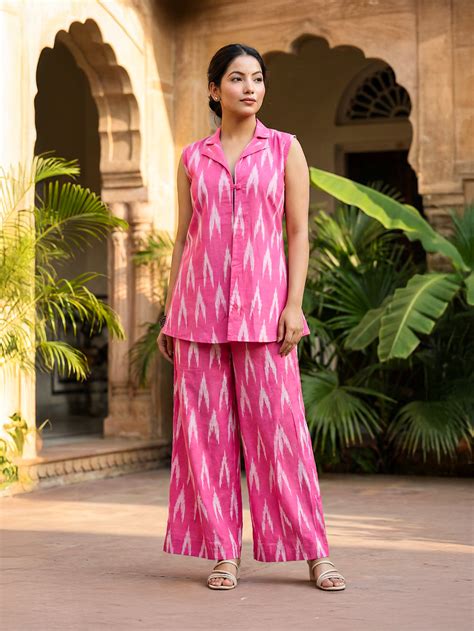 Shakun Pink Ikkat Cord set – ShopShakun
